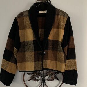 A II by Natural Plaid Women's Jacket - Black and Brown